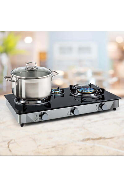 DEEBCO Gas Stove with Glass Cooktop and 3 Burners