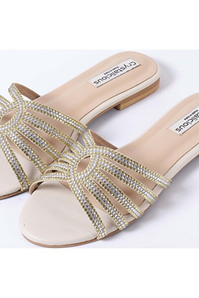 crystalicious أحذية نسائية مسطحة دافئة مصنوعة يدويًا من قبل حرفيين مرصعة بأحج...