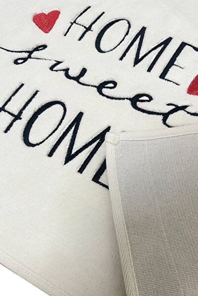 Chilai Home Dolce Home Ecru Embroidered 2-Piece 100% Cotton Bath Rug Set, Washable