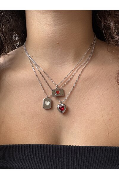 M Miel Women's 3-Piece Letter Heart Combination Set Necklace