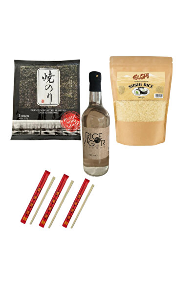 UMAMİCRAFT Evde Sushi Yapım Seti | Yosun, Sushi Pirinci, Pirinç Sirkesi ve Çubuk Seti (3’lü Tam Set)