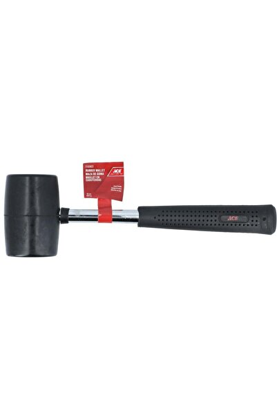 ACE Durable Rubber Hammer with Steel Handle in Black and Silver