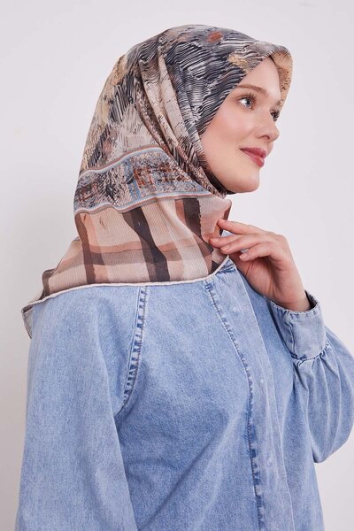 Levidor Καρό βαμβακερό κασκόλ Dusty Rose