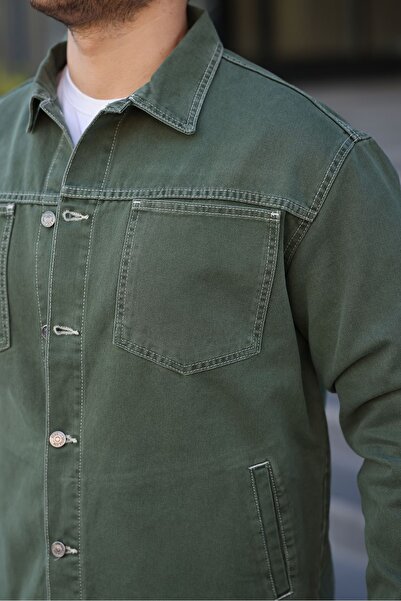 LTC Jeans Ανδρικό τζιν μπουφάν με κουμπιά σε κανονική εφαρμογή, vintage χακί