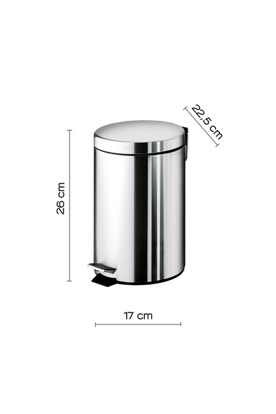 Gedy Trash Can, Pedal, Soft, 3Lt - Polished Stainless Steel