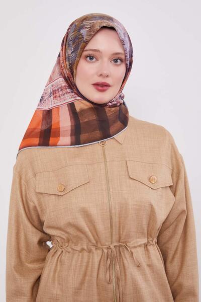 Levidor Λιλά καρό βαμβακερό κασκόλ