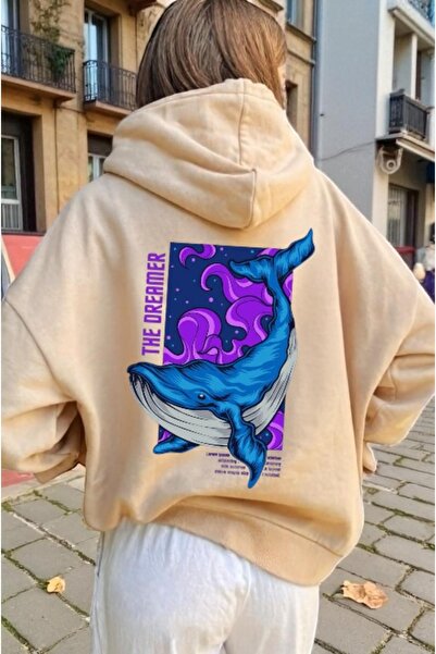 ArtYus Balena albastră unisex, colorată, specială, cu imprimeu bumbac supradi...