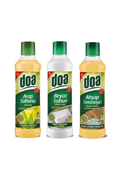 Doa Yüzey Temizleyici 1 Lt Ahşap - Arap Sabunu - Beyaz Sabun 3 Lü Set