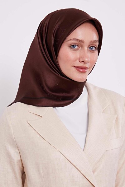 Levidor A.Brown Honeycomb Pattern Monogram Silk Scarf