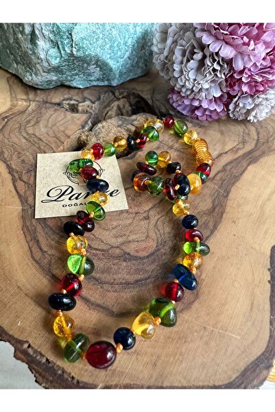 parze doğaltaş Bebek Damla Kehribar Kolye