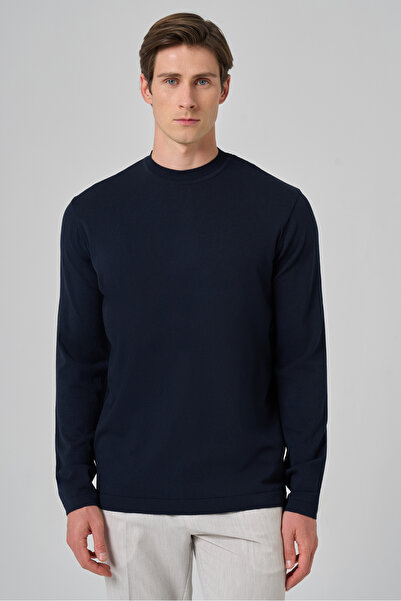 Morven Ανδρικό πλεκτό ραγιόν με λαιμόκοψη σε μπλε ναυτικό χρώμα