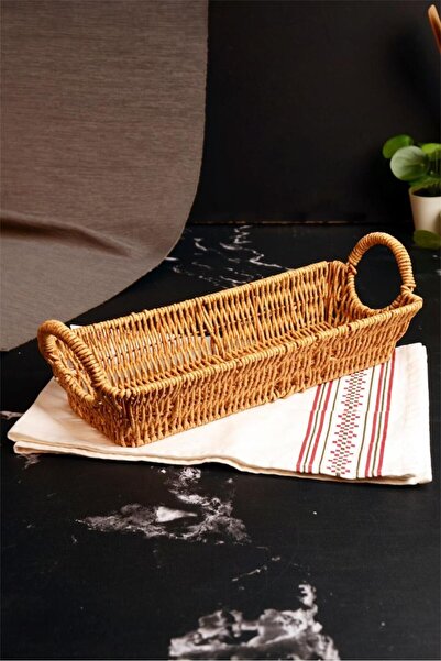 Bayev Hasır 700792 Medium Rectangular Fruit Bowl Bread Basket with Handles