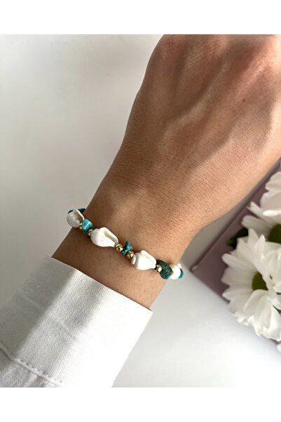 Fynbos Marine Real Natural Stone & Seashell Gold Bracelet