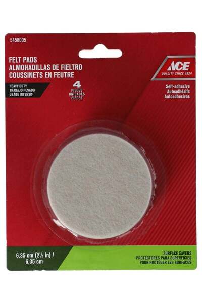 ACE 4 Pieces of Self-Adhesive Round Felt Pads Brown 2.5 Inch
