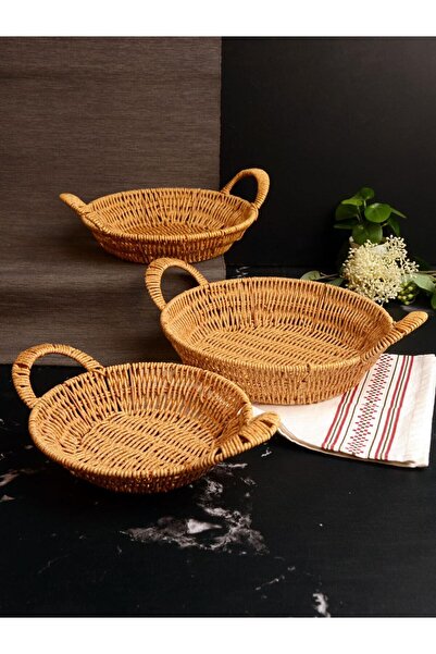 Bayev Hasır 700796 3-Piece Round Basket with Handles
