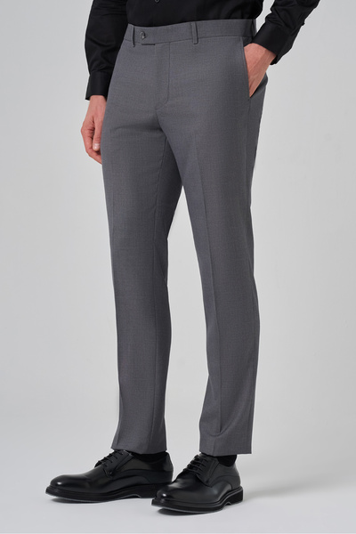 Morven Erkek Gri Klasik Slim Fit Dar Kesim Pantolon