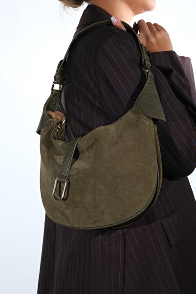 LuviShoes Bexley Khaki Suede Genuine Leather Women's Shoulder Bag