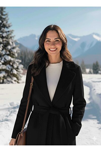 KMKkombin Γυναικείο παλτό με κουμπιά στο μανίκι, κασκόλ, με κορδόνια