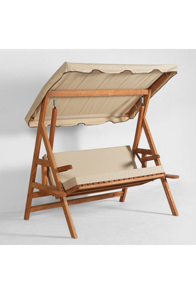 Meya Dekor Ahşap Dış Mekan 3 Kişilik Bahçe Balkon Ve Teras Salıncak
