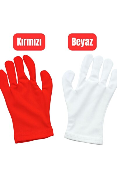AXE SPORTSWEAR Children's Red and White Color & Band & Pantomime & Performance & Ceremonial Gloves