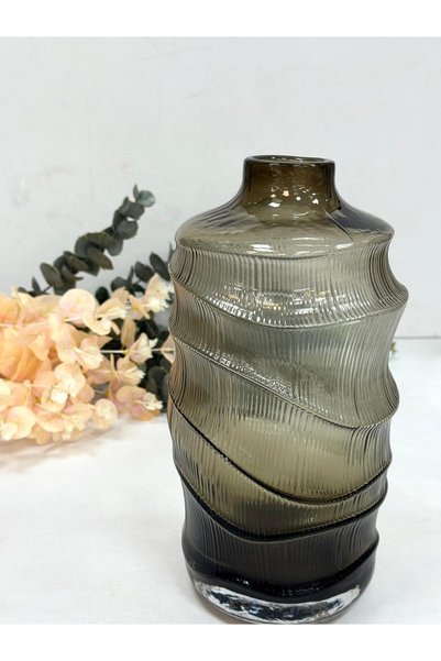 Şahane CAM VAZO AMBER 28 CM TKEBT Bal Köpüğü