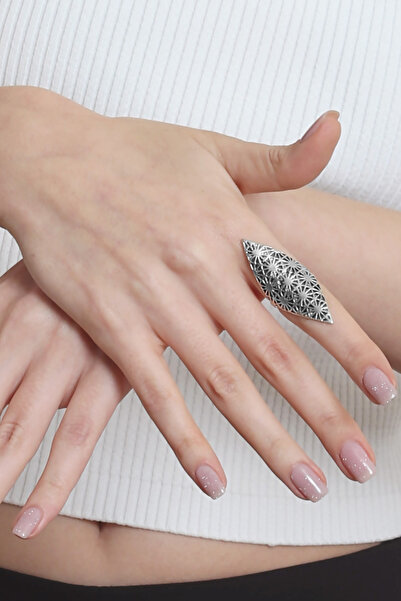 LABALABA Kadın Antik Gümüş Kaplama Güneş Motifli Ayarlanabilir Yüzük