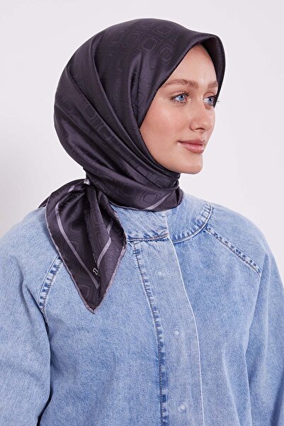 Levidor وشاح حريري بنمط مونوغرام بنقشة البقلاوة من أنثراسايت