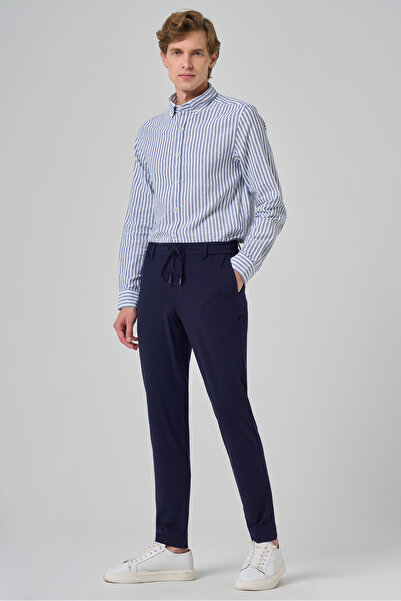 Morven Erkek Lacivert Örme Trend İpli Slim Fit Jogger Pantolon