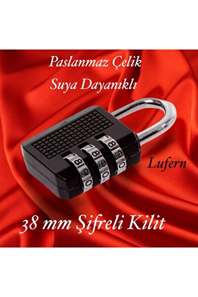 Lufern 38 mm 3 Basamaklı Haneli Şifreli Premium Paslanmaz Çelik Küçük Ekstra Güçlü Şifreli Asma Kilit
