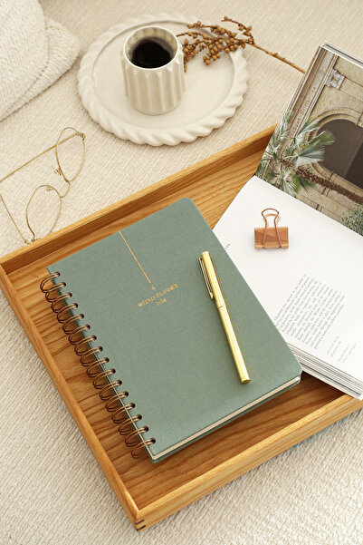 Matt Notebook 2026 A5 Ленена спирална тетрадка 15x21 cm - 12 месеца Зелена