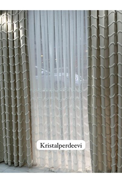 Beautiful Fon Perde Sultan Tassel 1/3 Tight Pleated Tube Pleated New Season Single Wing -With Accessory Gift-