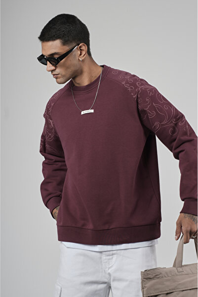 Butik Trend Biz Oversize Cut Shoulders Printed Men's Sweatshirt