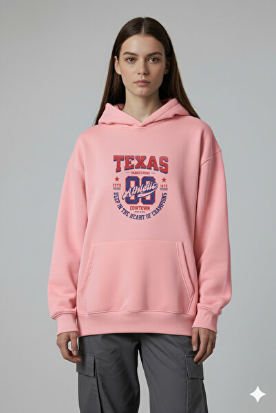 LORVEX Texas Oversize din bumbac cu imprimeu frontal unisex Swea tricou