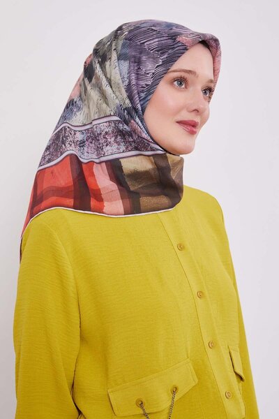 Levidor Μωβ καρό βαμβακερό κασκόλ