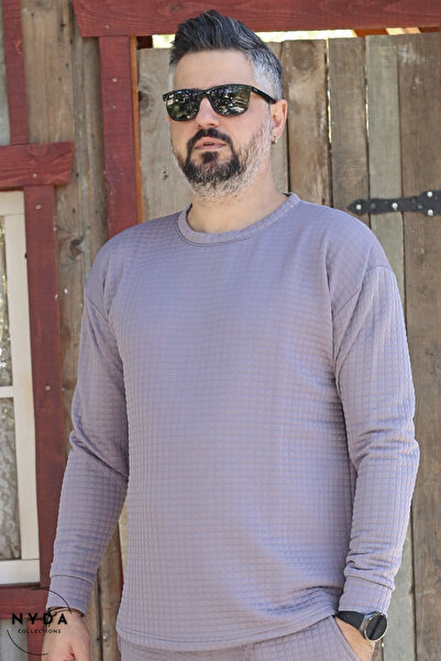 Nyda Collections Men's Quilted Fabric Seasonal Long Sleeve Sweatshirt