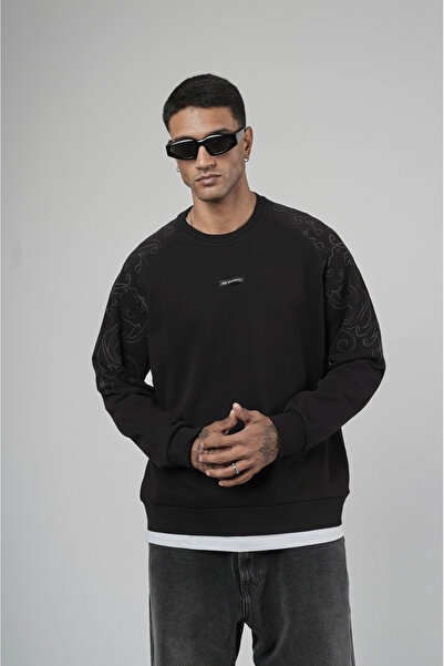 Butik Hanorac pentru bărbați cu imprimeu Trend Biz Oversize Cut Shoulders