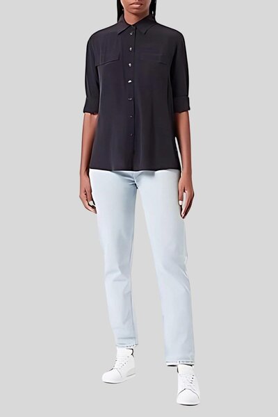 BOSS Regular Fit Kadın İpek Gömlek Lacivert 466