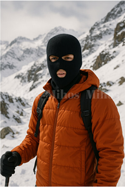 Mihos Унісекс Чорна балаклава Шапка 3 отвори Лижна маска