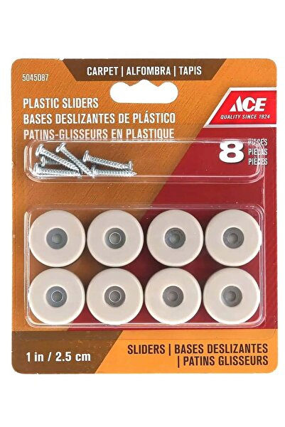 ACE Durable and High-Quality Plastic Slider Set, 8 Pieces, White 2.5 cm