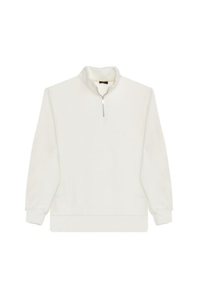 Tudors Unisex 3-pack Μαύρο-Λευκό-Βυσσινί Φούτερ με μισό φερμουάρ και όρθιο γιακά από βαμβακερό ύφασμα Relax Fit