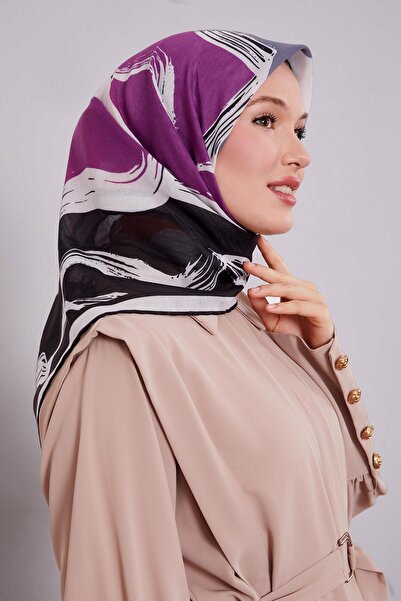 Levidor وشاح ناعم بنمط تجريدي باللون الأسود والبرتقالي