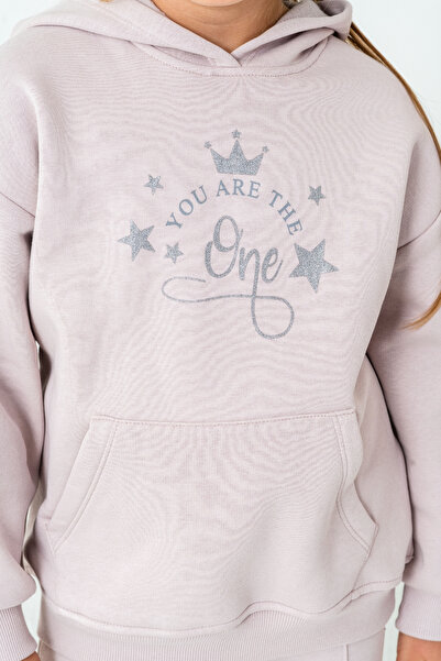 AHENGİM Κοριτσίστικο σετ χειμερινής φόρμας με στάμπα 3 νήματα, χοντρό και ζεστό Ak4204