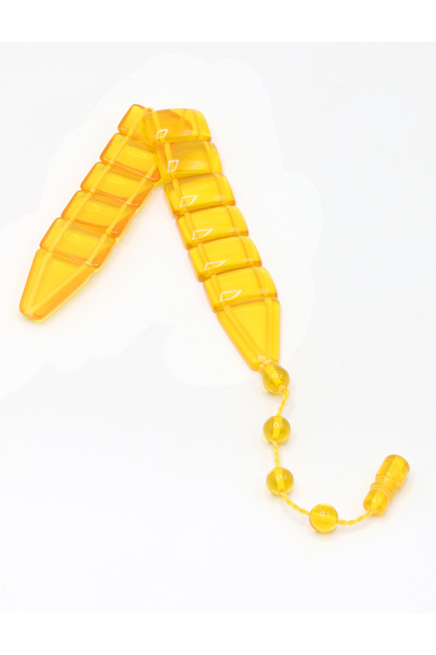 Midyat Nurtaş Gümüş Şeffaf Sarı Renk Düz Kesim Toz Kehribar Balık Tesbih 2010...