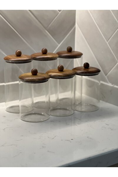 Sade Hediye طقم توابل مكون من 3 أغطية كبيرة و3 أغطية متوسطة من خشب الأكاسيا