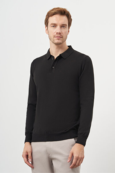 Morven Men's Black Basic Polo Neck Dynamic Fit Comfortable Cut Knitwear