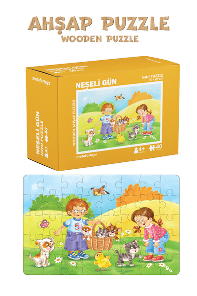 metafortoys Ahşap Neşeli Gün Mini Puzzle | 40 Parça 4+ Yaş