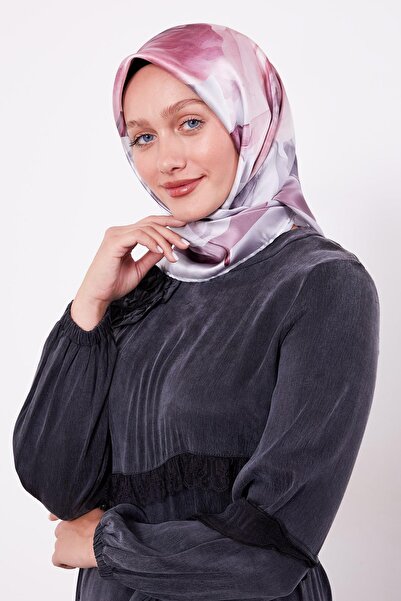 Levidor Ασημί μαλακό μεταξωτό μαντήλι με σχέδιο λουλουδιών