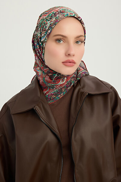 Schaless Palati Eterni - Roșu - Eșarfă din Viscoză cu Motiv Vierra - 90x90 Cm