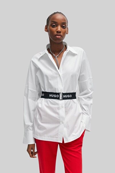 HUGO Kadın Etena Belden Kemerli Gömlek Beyaz 100