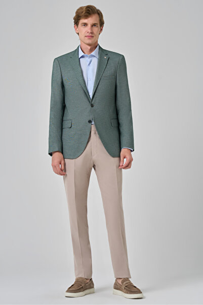 Morven Erkek Yeşil Yünlü Dynamic Fit Rahat Kesim Ceket
